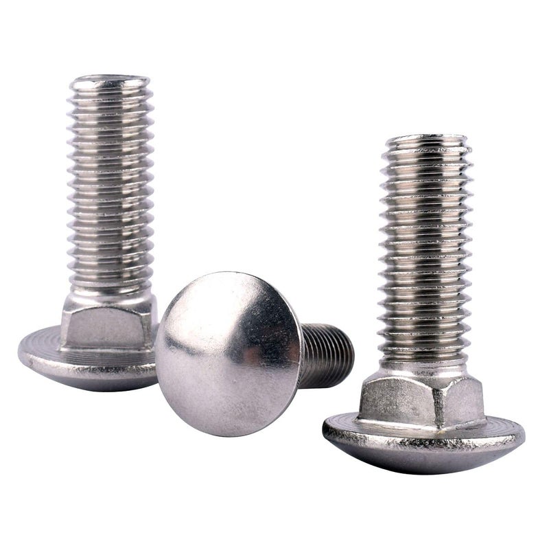 KOSJETHAS Store براغي عربة 1/2-13 x 1" ، رأس دائري ورقبة مربعة ، فولاذ مقاوم للصدأ 304 18-8 ، خيوط خشنة UNC كاملة ، كمية 4 قطع - Image 5